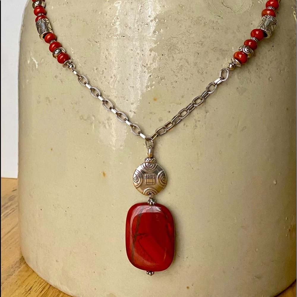 Brighton Afrikanz Red Rainbow Jasper Pendant Necklace